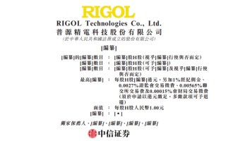 普源精电，赴香港上市，获中国证监会备案通知书