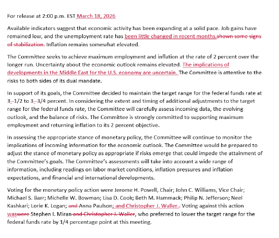 美联储按兵不动 点阵图维持今年降息一次的预测中值不变  第2张